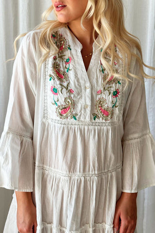 Saray cotton dress, white