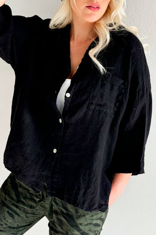 Sunny june linen shirt, black