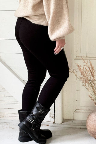 Faux leather leggings, black