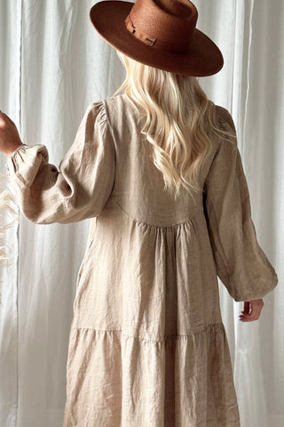 Thea linen dress, cashmere