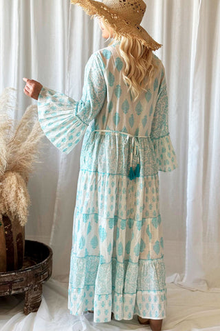 Valeria cotton dress, aqua