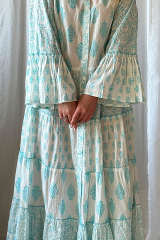 Valeria cotton dress, aqua