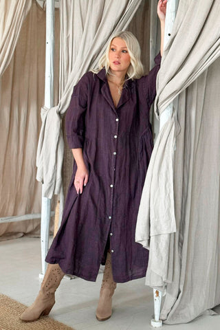 Wells linen dress, grape