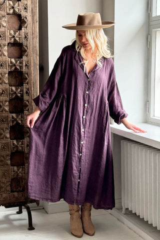 Wells linen dress, grape