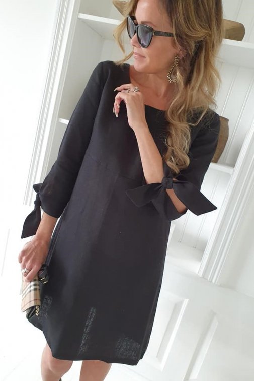 Carrie linen dress, black