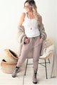 Bamboo button joggers, taupe