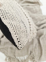 Knotted cotton pillow, off white