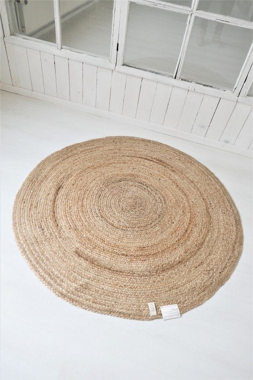 Jute rug round 160cm, natural