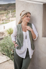 Jess linen vest, olive