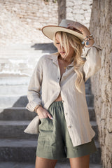 Masca linen shorts, camo green