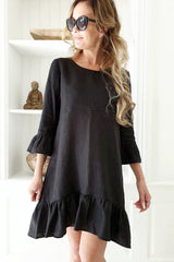 Juliet linen dress, black