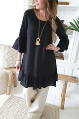 Juliet linen dress, black