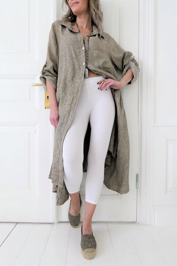 Bamboo leggings midi, white