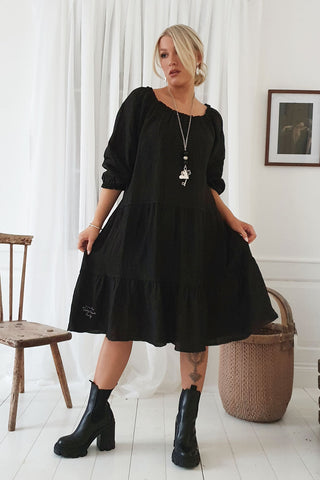 Abby linen dress, black