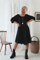 Abby linen dress, black