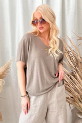 Abia linen t-shirt, taupe