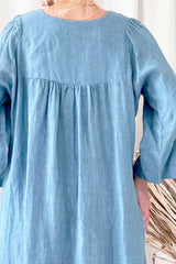 Agatha linen dress, blue