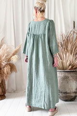 Agatha linen dress, sage green