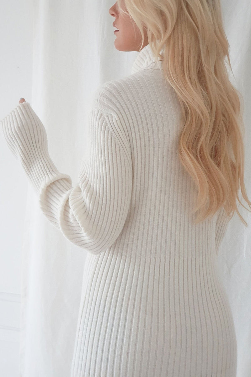 Alessia polo knit dress, white