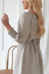 Amalfi linen dress, natural