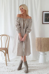 Amalfi linen dress, natural