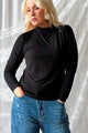 Amber bamboo polo neck top, black