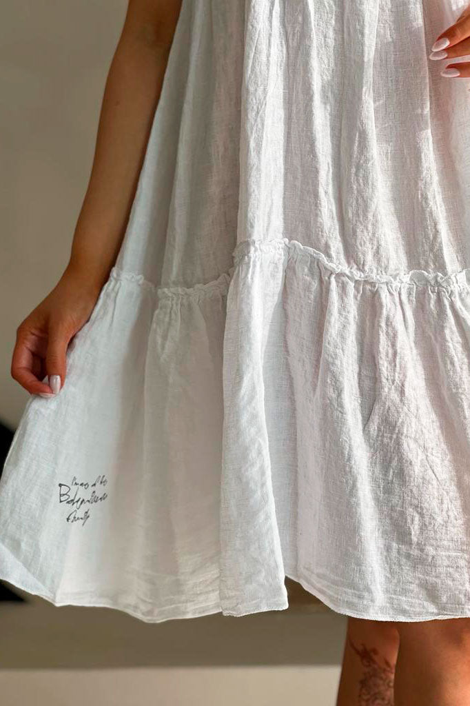 Babydoll linen dress, white