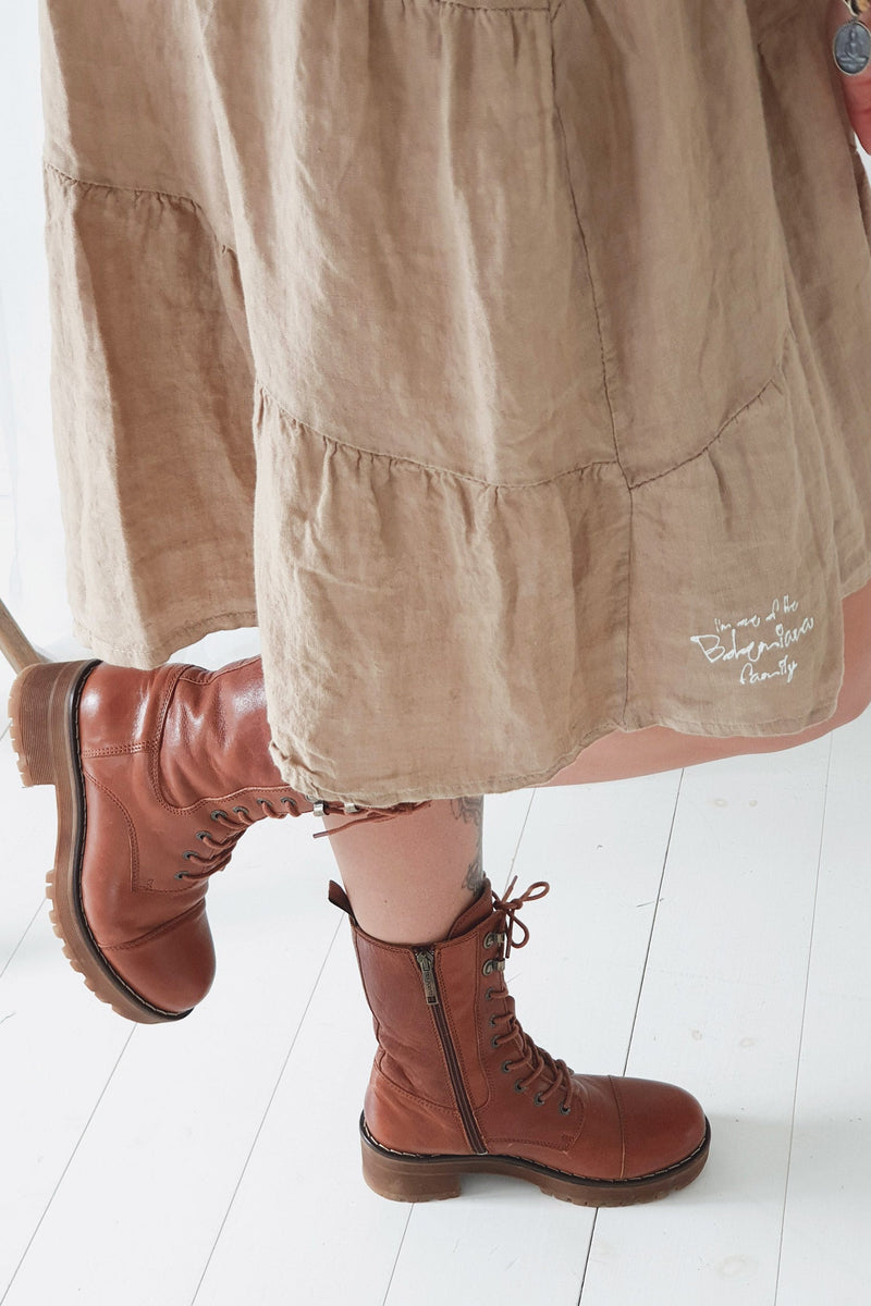 Callie linen dress, camel/brown
