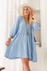 Callie linen dress, light blue