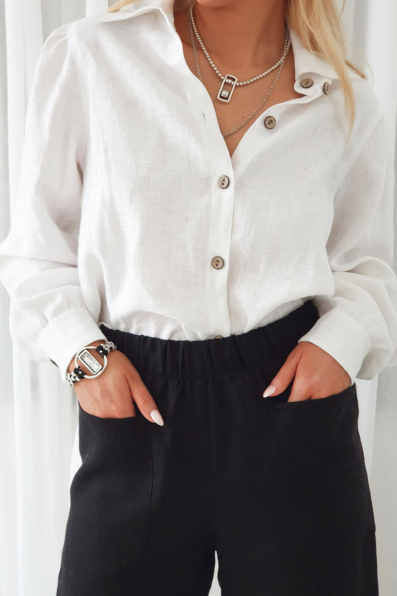 Carpenter linen pants, black