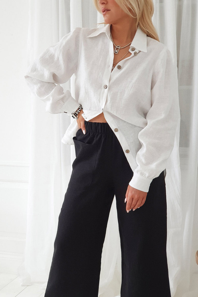 Carpenter linen pants, black