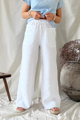 Carpenter linen pants long, white