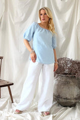 Carpenter linen pants long, white