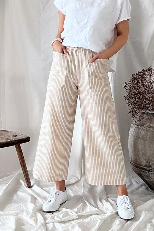 Carpenter pants, beige stripe