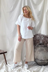Carpenter pants, beige stripe
