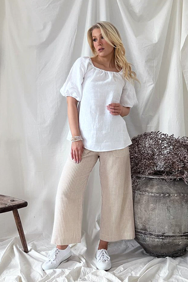 Carpenter pants, beige stripe