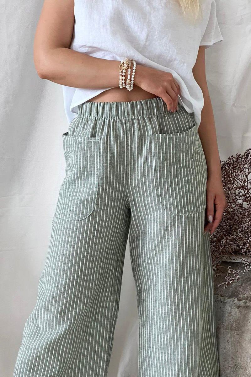 Carpenter pants, green stripe