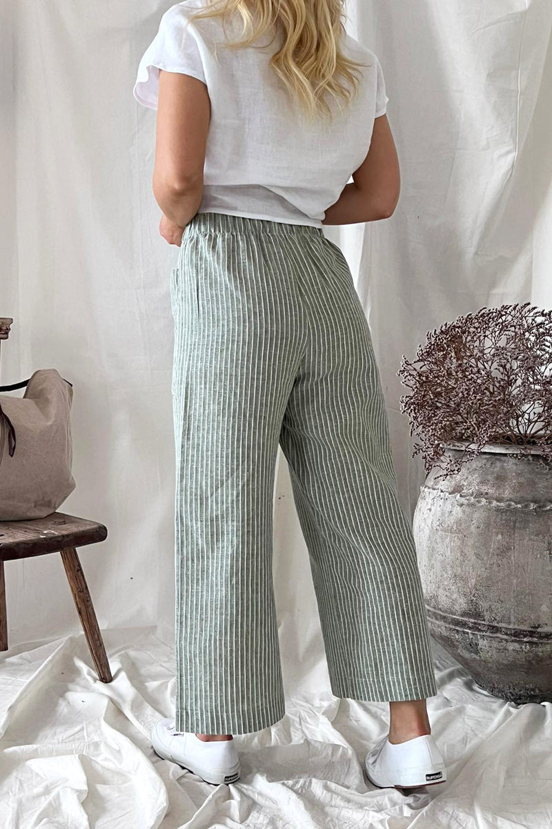 Carpenter pants, green stripe