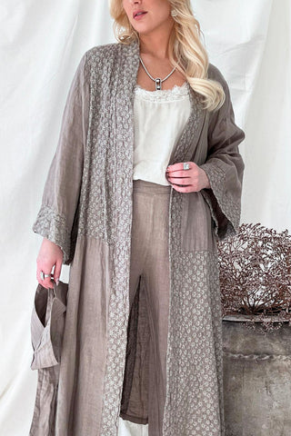 Chateau linen kimono, taupe