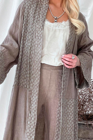 Chateau linen kimono, taupe