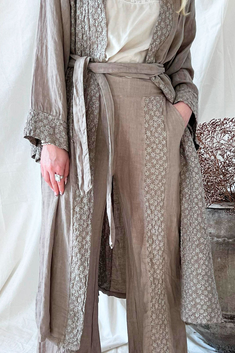 Chateau linen kimono, taupe