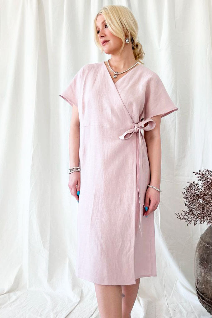 Claire linen dress, blush pink