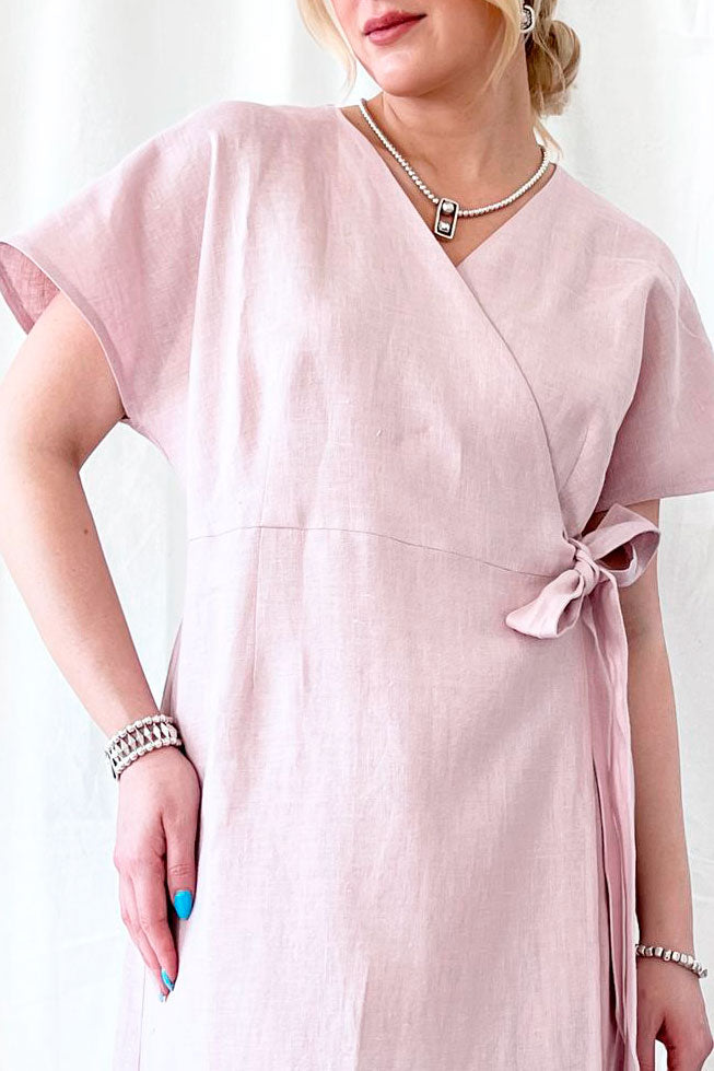 Claire linen dress, blush pink