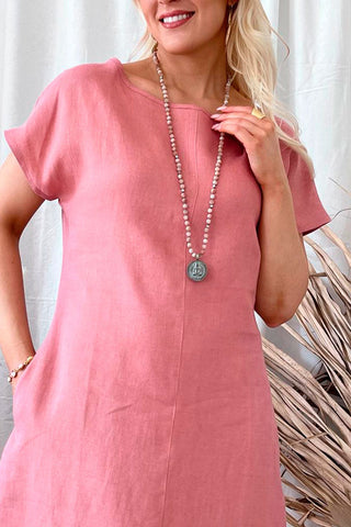 Coco linen dress, peach blush