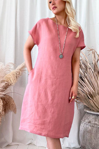 Coco linen dress, peach blush