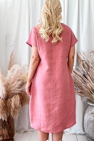 Coco linen dress, peach blush