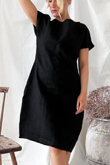 Coco linen dress, black
