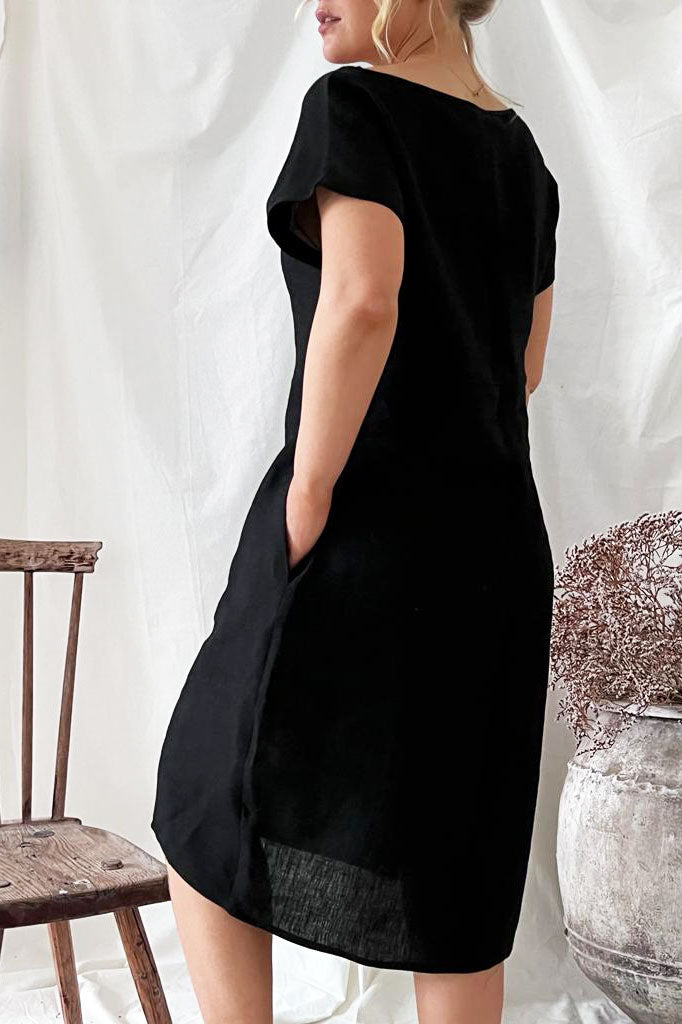 Coco linen dress, black