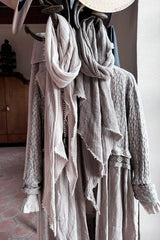 Crochet mesh scarf, taupe