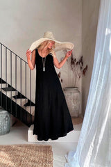 Cruise linen dress, black